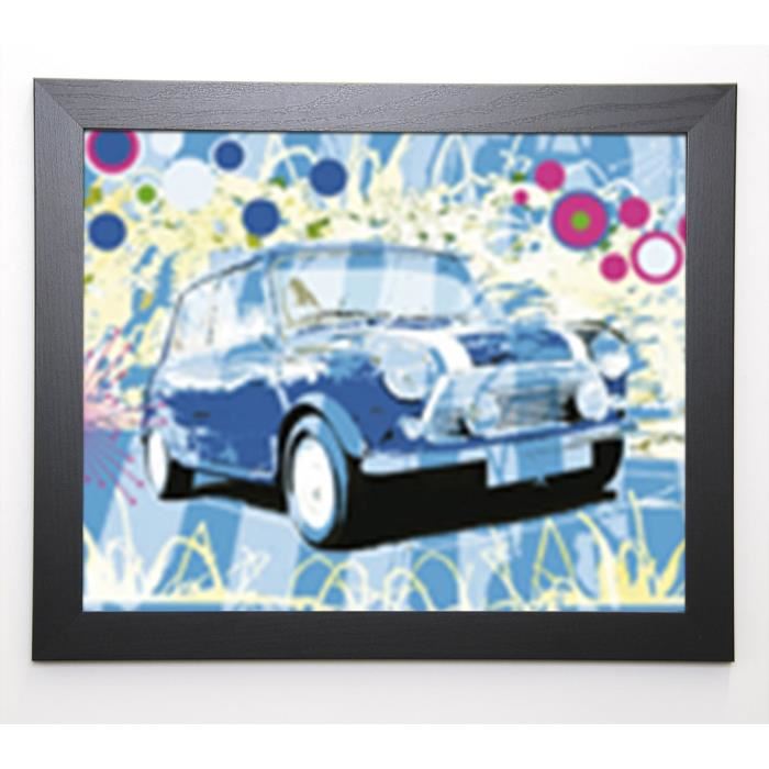 CHEUNG Image encadrée Vintage Mini Cooper - 47x57 cm - Bleu