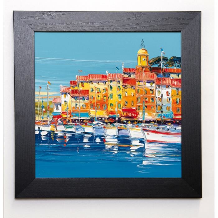 CORBIERE Image encadrée Port de St Tropez 37x37 cm Multicolore