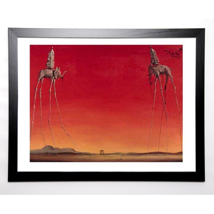 DALI Image encadrée Les Eléphants 67x87 cm Rouge