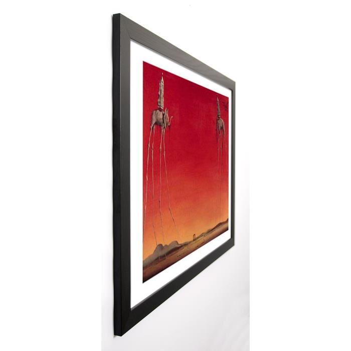 DALI Image encadrée Les Eléphants 67x87 cm Rouge