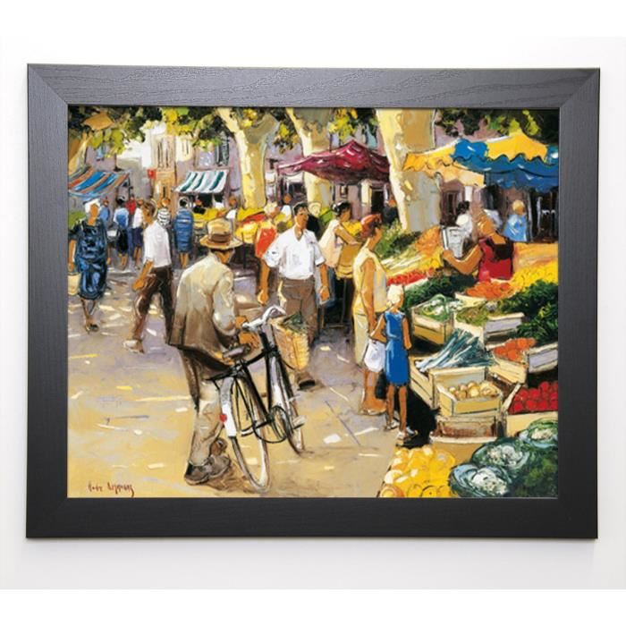 DEYMONAZ ANDRÉ Image encadrée Au marché - 47x57 cm - Multicolore