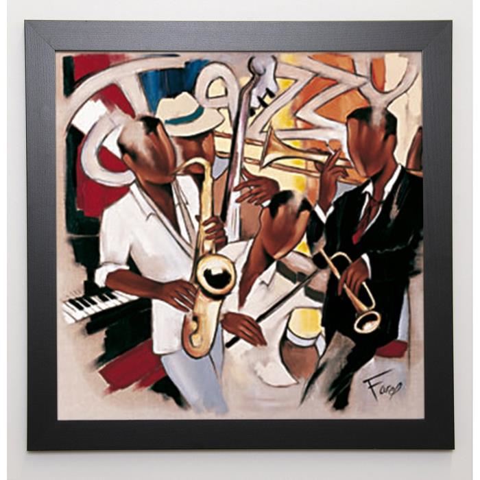 FAREL Image encadrée Jazzy music 57x57 cm Marron