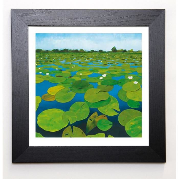 HAMAWI Image encadrée Waterlilies 37x37 cm Vert