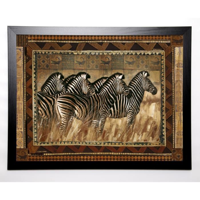 HEFFERAN Image encadrée Zebras 67x87 cm Marron