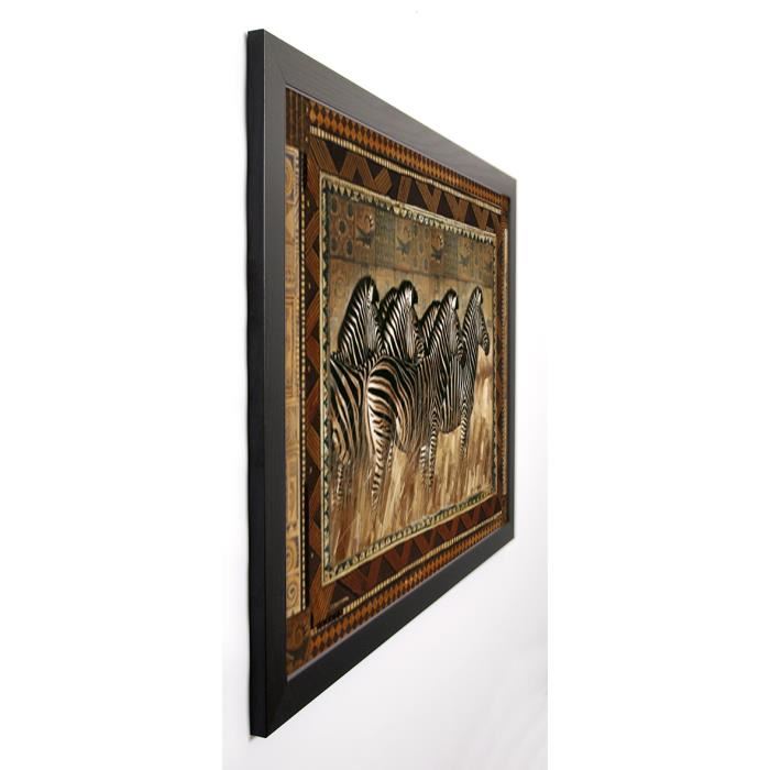 HEFFERAN Image encadrée Zebras 67x87 cm Marron