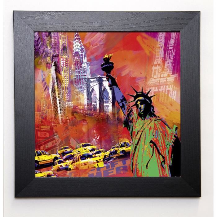 HOLZACH Image encadrée New York 37x37 cm Multicolore