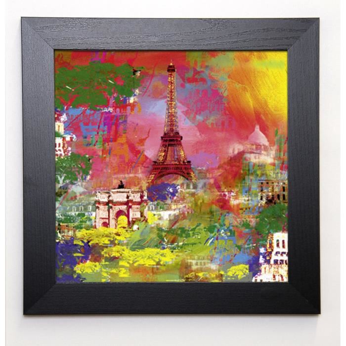 HOLZACH Image encadrée Paris 37x37 cm Multicolore