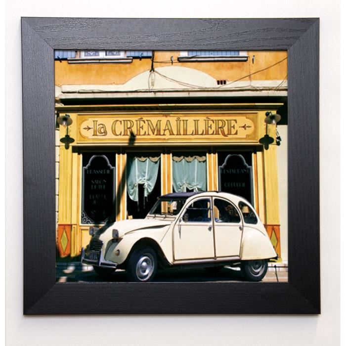 LAUTIER JULIEN Image encadrée La 2 CV de la Crémaillere 37x37 cm Jaune