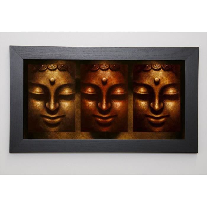 MAHAYANA Image encadrée Buddha in Three Lights 29,7x57 cm Marron