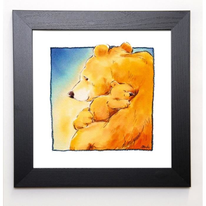 MAKIKO Image encadrée Mother Bear's Love 1 37x37 cm Jaune