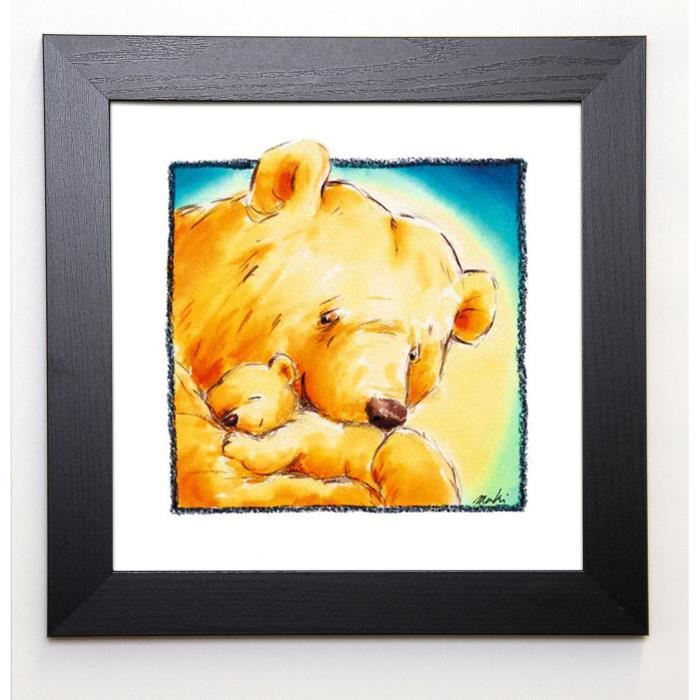 MAKIKO Image encadrée Mother Bear's Love 4 37x37 cm Jaune