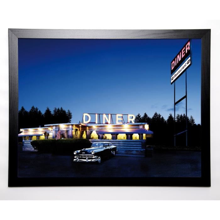 MCLOUGHLIN Image encadrée Throughway Diner 67x87 cm Bleu