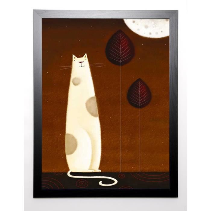 PARRY Image encadrée Feline and Two Leaves 67x87 cm Marron