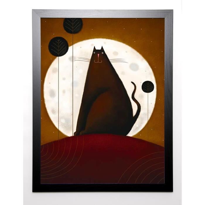 PARRY Image encadrée Cat and the Moon I 67x87 cm Marron