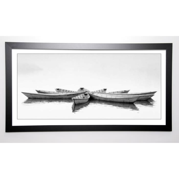 PHOTOGRAPHY COLLECTION Image encadrée Zen Boats 57x107 cm Blanc