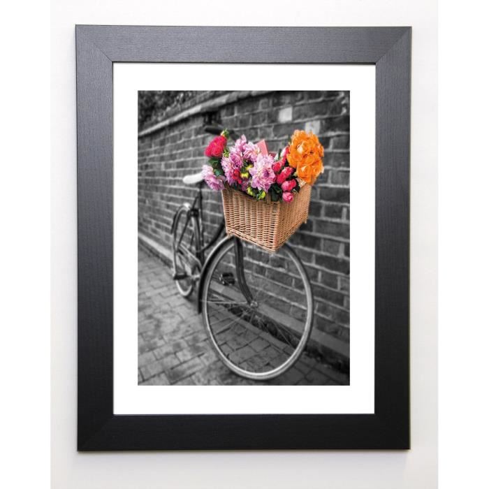 PHOTOGRAPHY COLLECTION Image encadrée vélo aux fleurs - 37x47 cm - Rose