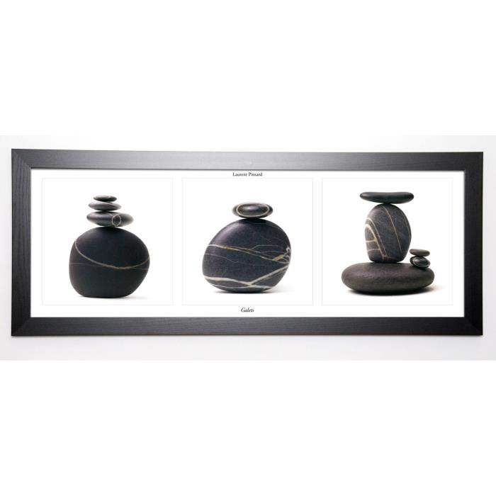 PINSARD LAURENT Image encadrée Galets noirs III 40x102 cm Gris