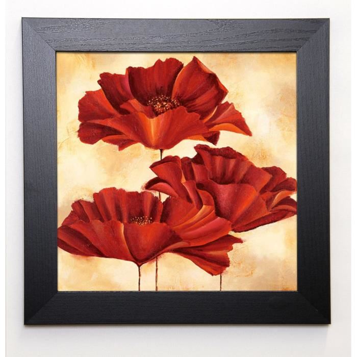 RABBETT Image encadrée Three Poppies I 37x37 cm Rouge