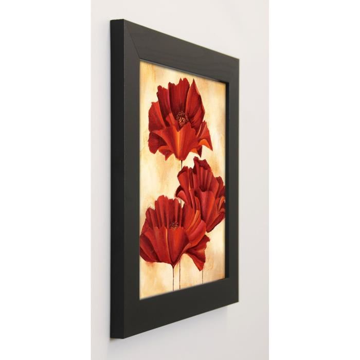 RABBETT Image encadrée Three Poppies I 37x37 cm Rouge