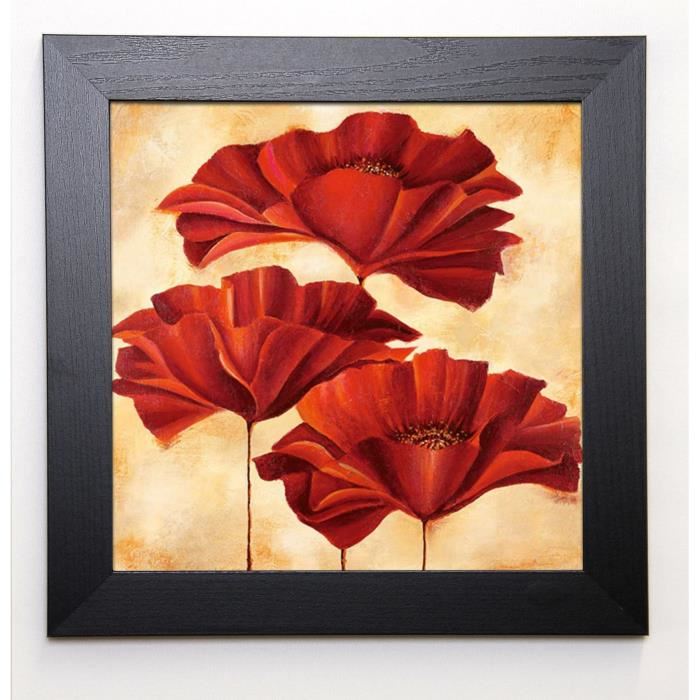 RABBETT Image encadrée Three Poppies II 37x37 cm Rouge