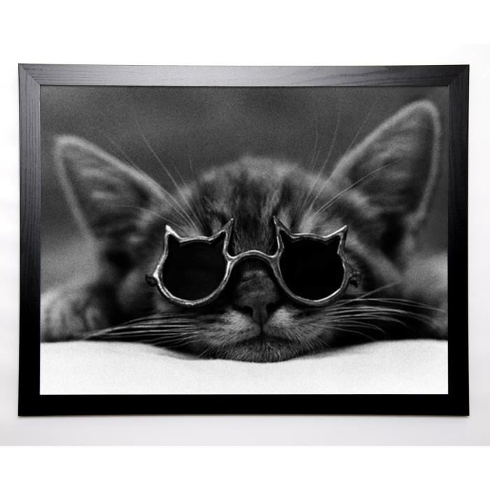 REX Image encadrée Cool Cat I 67x87 cm Gris