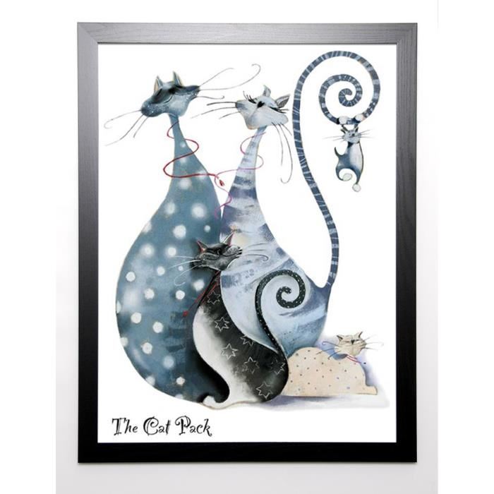 ROBERTSON Image encadrée The Cat Pack 67x87 cm Gris