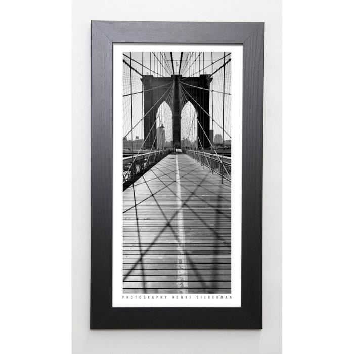 SILBERMAN Image encadrée Across Brooklyn Bridge 29,7x57 cm Gris