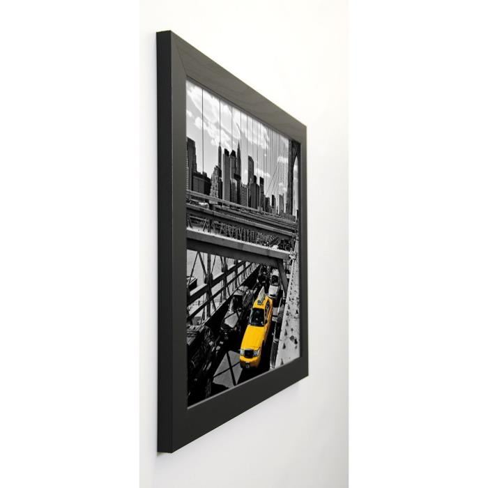 SILBERMAN Image encadrée Yellow Cab on Brooklyn Bridge - 47x57 cm - Jaune