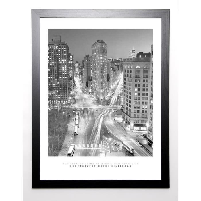 SILBERMAN Image encadrée Flatiron Building at Night 67x87 cm Gris