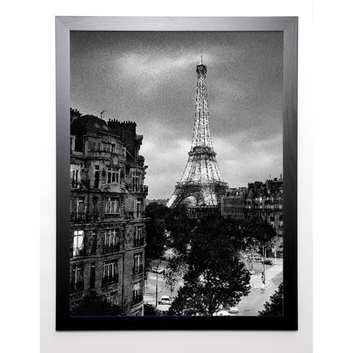 SILBERMAN Image encadrée Eiffel Tower Evening 67x87 cm Noir