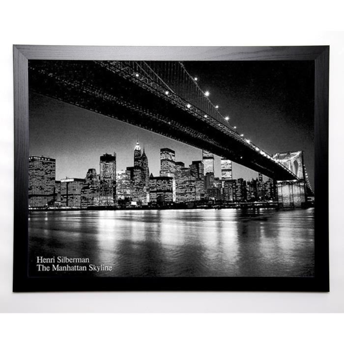 SILBERMAN Image encadrée Manhattan Skyline 67x87 cm Noir