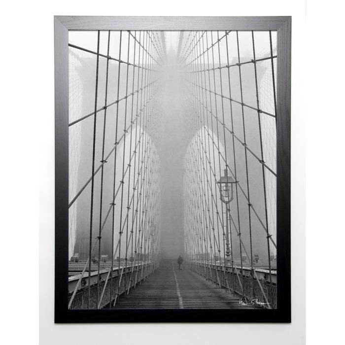 SILBERMAN Image encadrée Foggy Day on Brooklyn Bridge 67x87 cm Gris