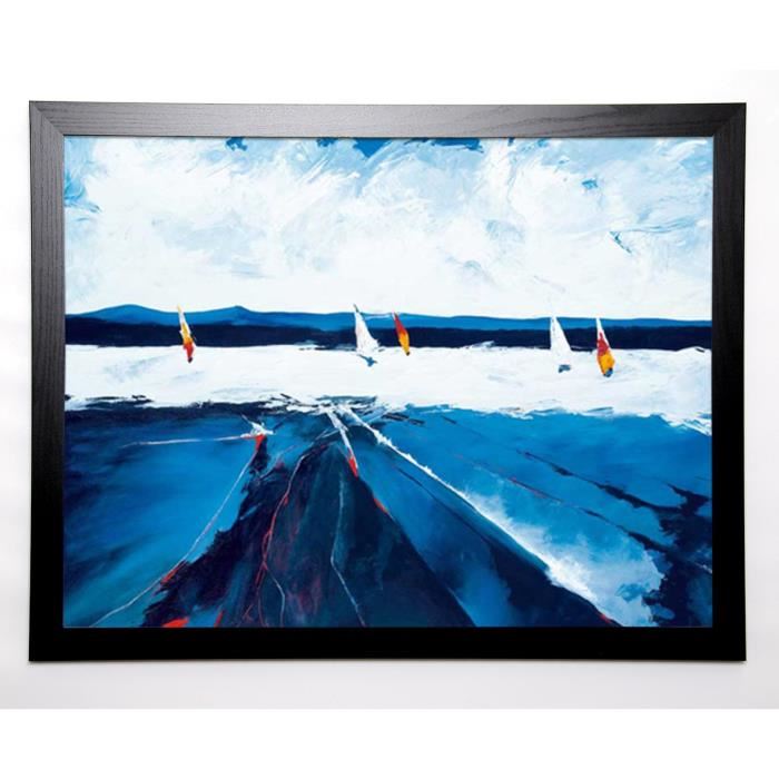 TAIT Image encadrée Riding the Waves 67x87 cm Bleu