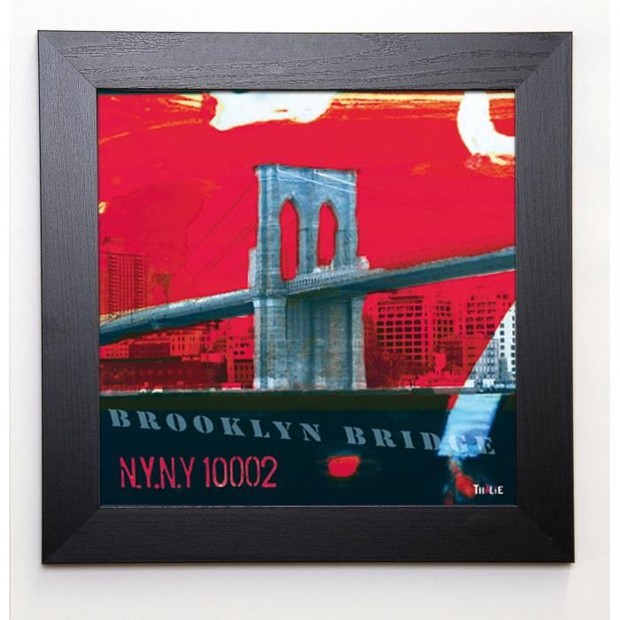 THALIE Image encadrée Brooklyn Bridge 37x37 cm Rouge