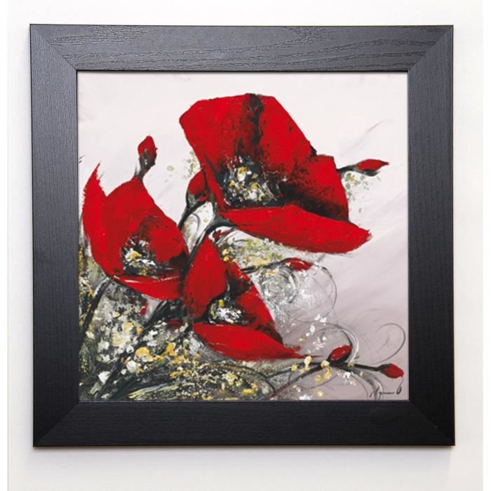 TRAMONI OLIVIER Image encadrée Bouquet de coquelicots III 37x37 cm Rouge