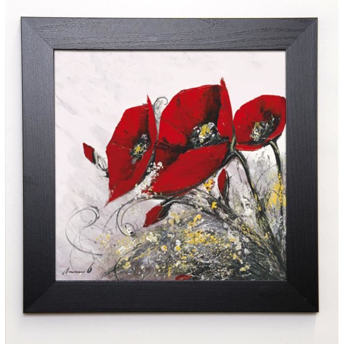 TRAMONI OLIVIER Image encadrée Bouquet de coquelicots IV 37x37 cm Rouge