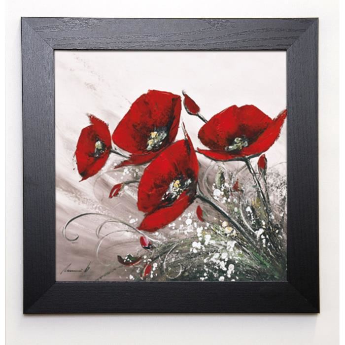 TRAMONI OLIVIER Image encadrée Bouquet de coquelicots II 37x37 cm Rouge