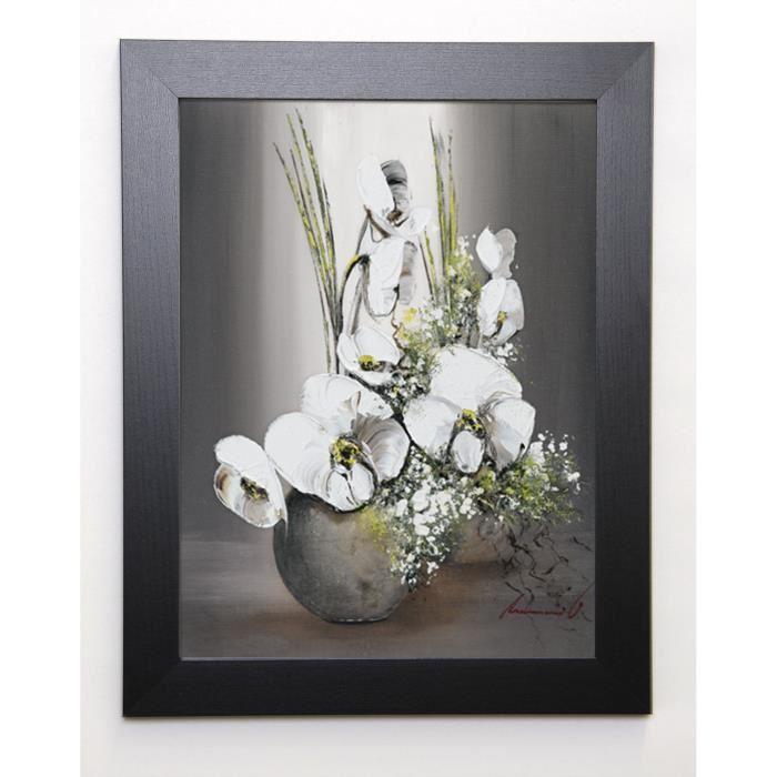 TRAMONI OLIVIER Image encadrée Univers d'orchide?es blanches II 37x47 cm Gris