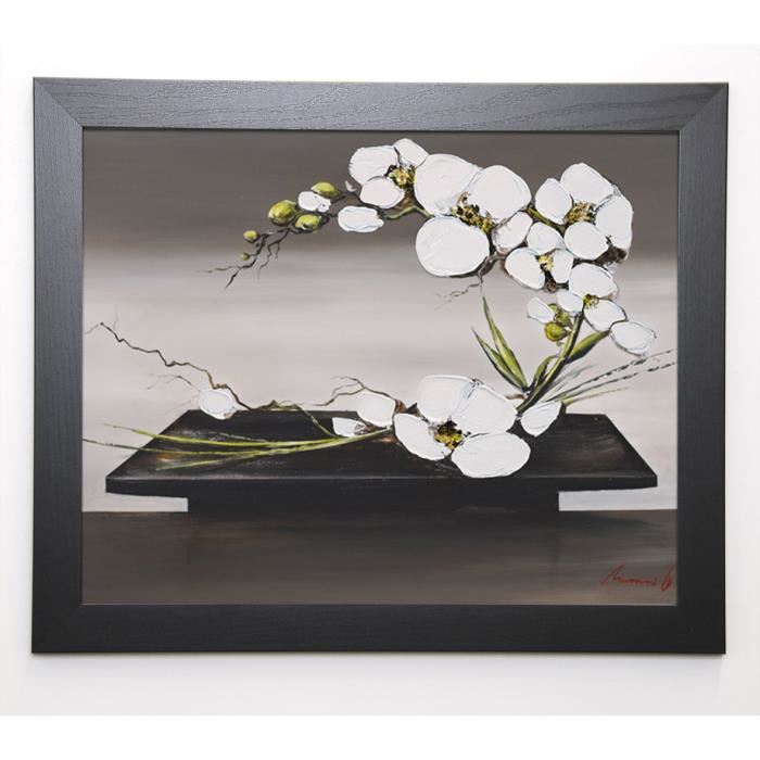 TRAMONI OLIVIER Image encadrée Bonheur d'orchide?es blanches II - 47x57 cm - Beige