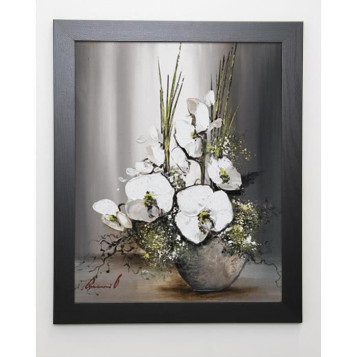 TRAMONI OLIVIER Image encadrée Univers d'orchide?es blanches I - 47x57 cm - Gris