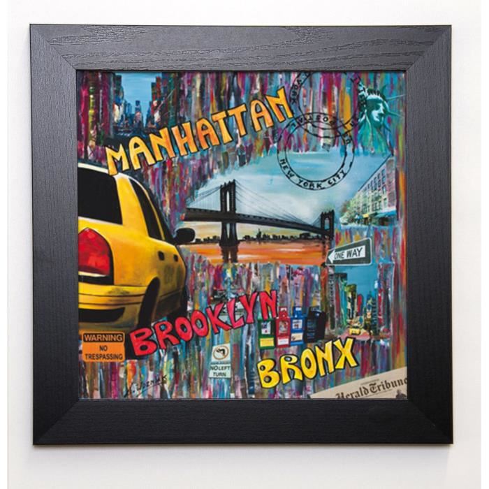 WOZNIAK SOPHIE Image encadrée Manhattan Brooklyn 37x37 cm Multicolore