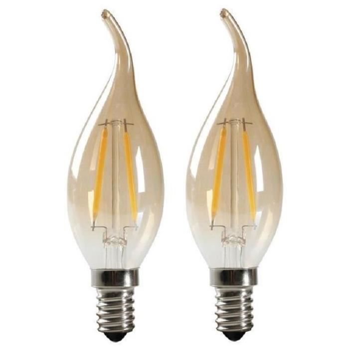 EXPERTLINE Lot de 2 Ampoules LED filament ambrées E14 2 W équivalent a 23 W blanc chaud