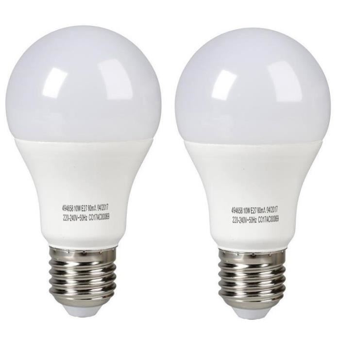 EXPERTLINE Lot de 2 Ampoules LED E27 10 W équivalent a 60 W blanc froid