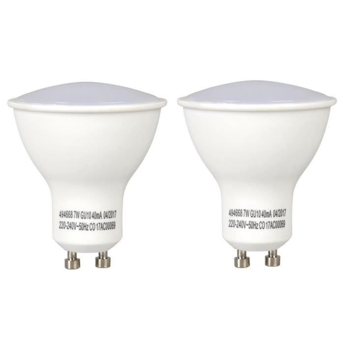 EXPERTLINE Lot de 2 Ampoules LED GU10 7 W équivalent a 42 W blanc chaud compatible variateur