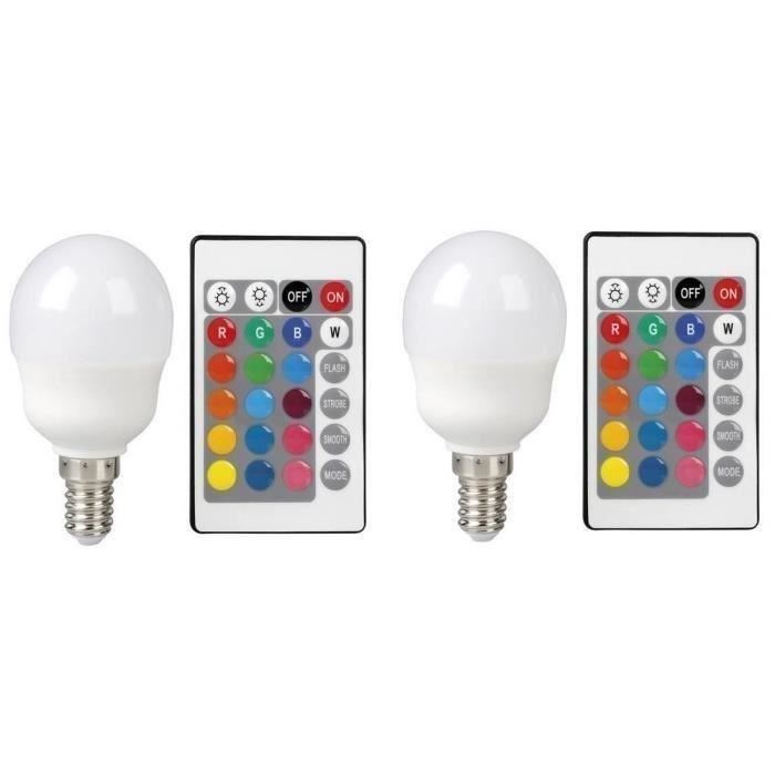 EXPERTLINELot de 2  Ampoules décoratives LED E14 G45 avec télécommande 3,5 W 16 couleurs