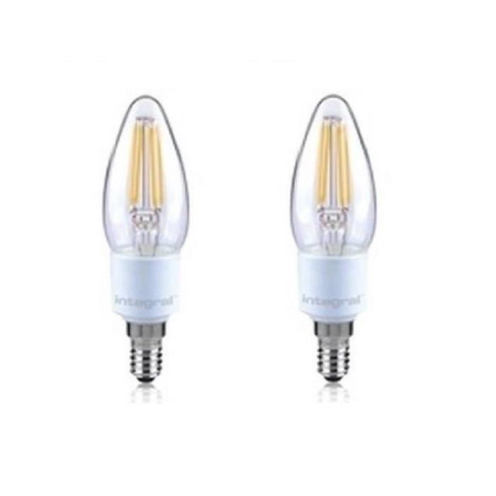 INTEGRAL LED Lot de 2 ampoules flamme E14 filament 4,5W équivalent a 36W 2700 K 420 lm dimmable