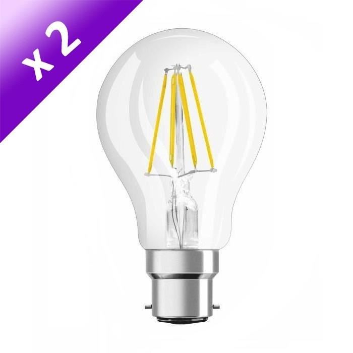 OSRAM Lot de 2 Ampoules filament LED B22 4 W équivalent a 40 W blanc chaud