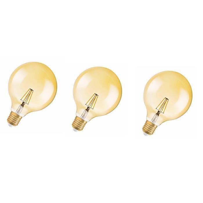 OSRAM Lot de 3 Ampoules LED Vintage Edition 1906 E27 7 W équivalent a 54 W blanc chaud dimmable variateur