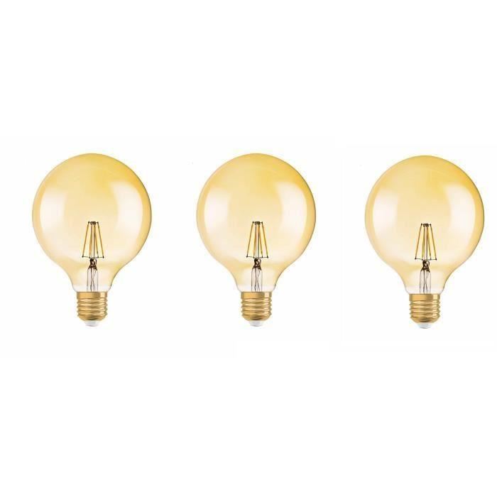 OSRAM Lot de 3 Ampoules LED Vintage Edition 1906 E27 7 W équivalent a 54 W blanc chaud dimmable variateur