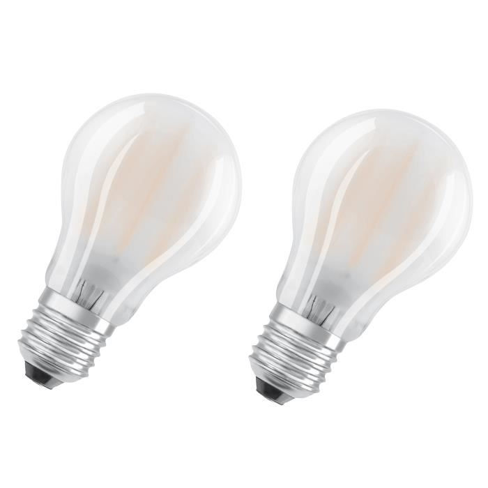 OSRAM Lot de 2 Ampoules LED E27 standard dépolie 8,5 W équivalent a 75 W blanc chaud dimmable variateur